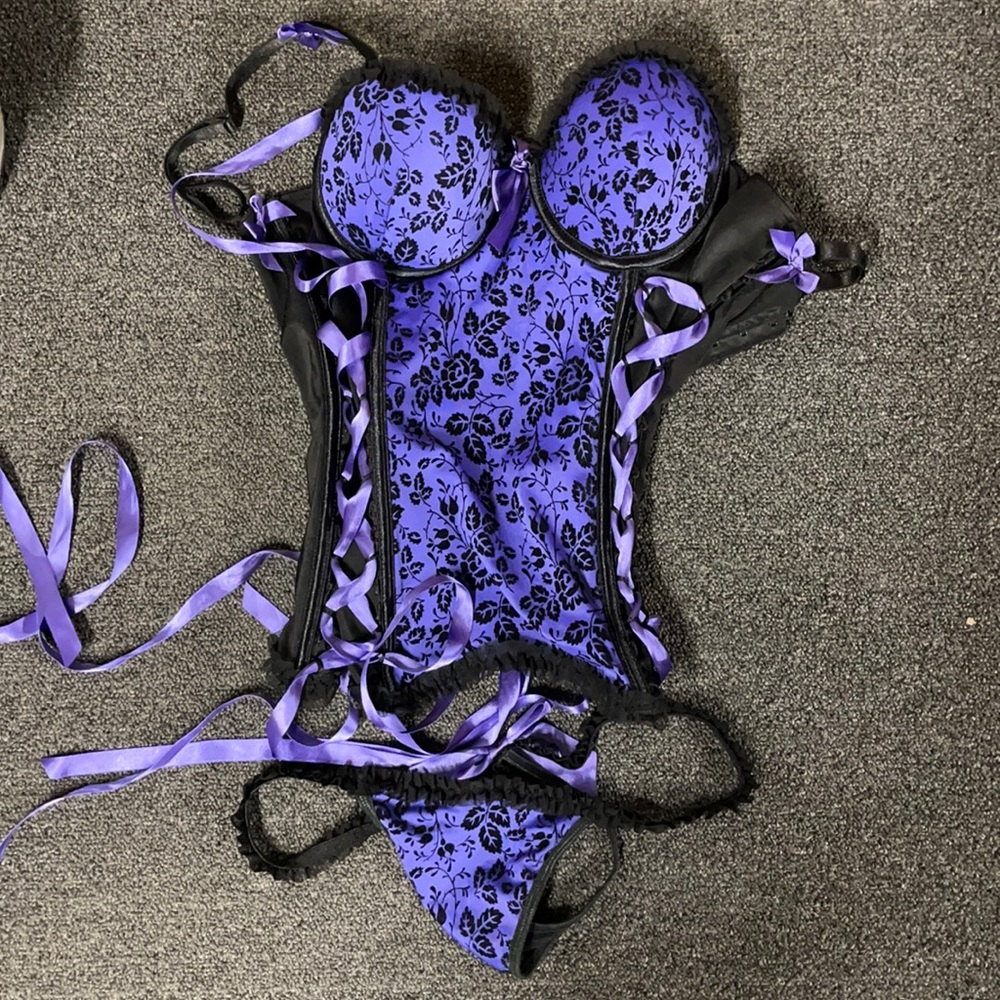 Purple Floral Corset SET